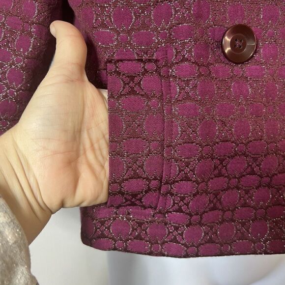 Isaac Mizrahi Purple & Metallic Coat Jacket Jackie Kennedy Vibes Size 10 READ - Picture 5 of 14